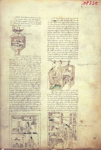 Francesco di Giorgio Martini, Trattato di architettura I - Ms. Ashburnham 361 (BML), f. 36r - Recirculation mills
